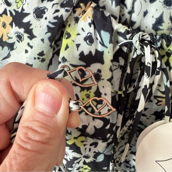 NWT SEE BY CHLOE Floral Print Crepe Ruffled Drawstring Blouse Multicolor Black - Picture 11 of 16